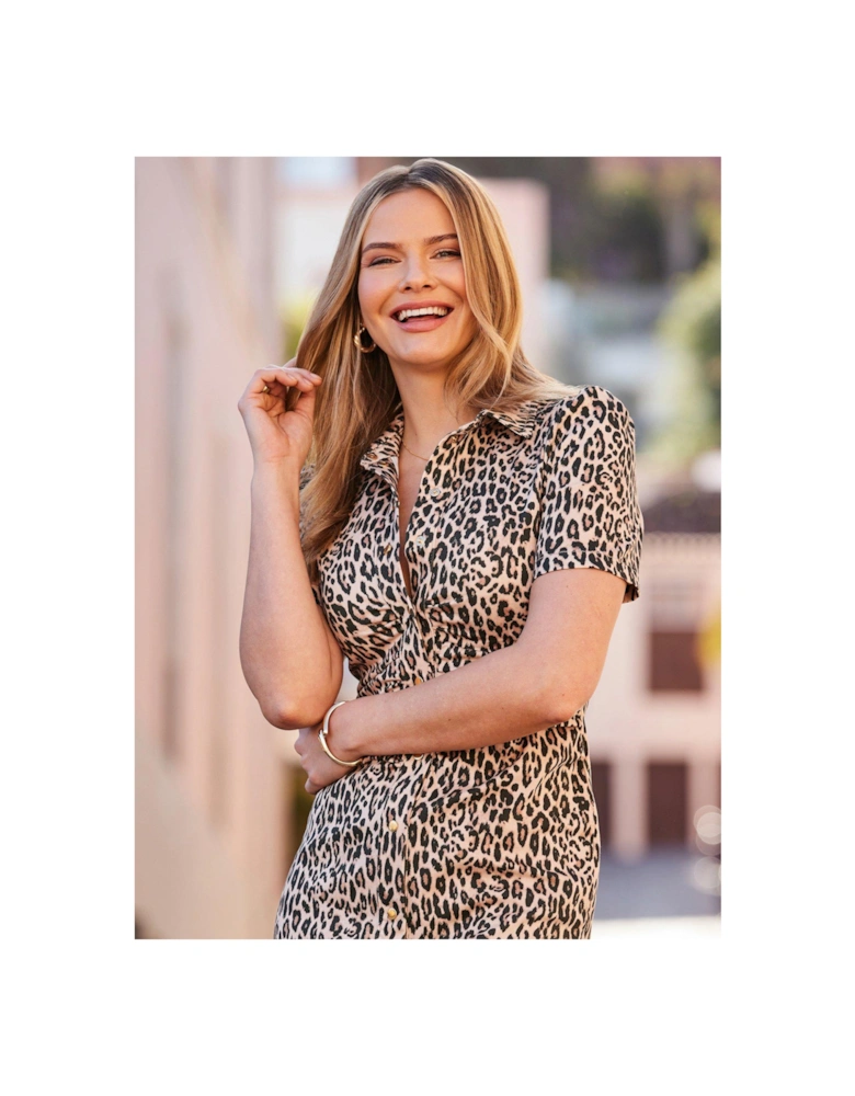 Yellow & Gold Animal Lurex Diamante Chain Midi Dress