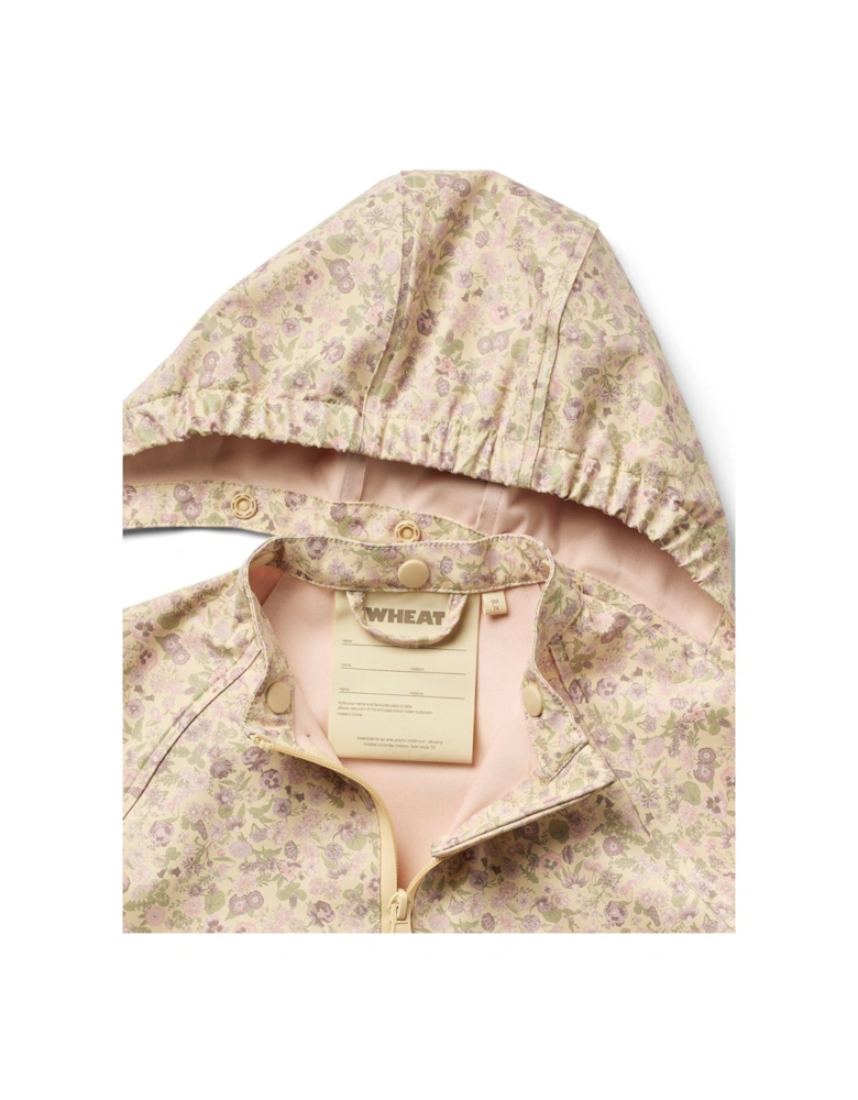 Baby Girls Sibling Printed Puddlesuit - Cream