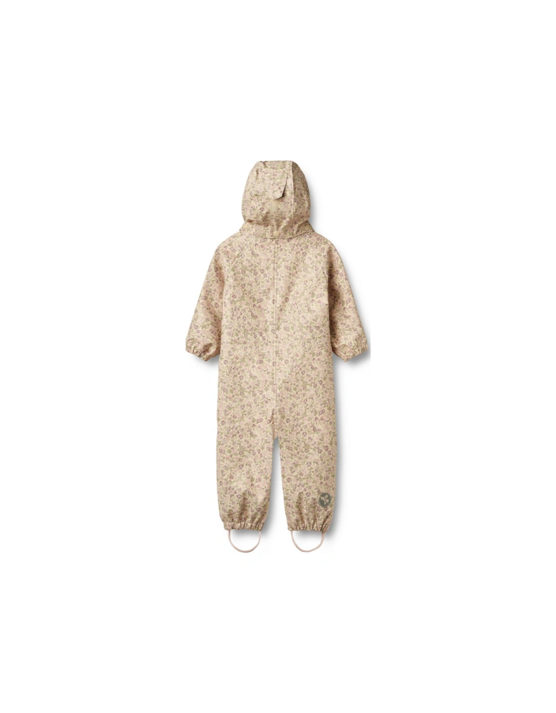 Baby Girls Sibling Printed Puddlesuit - Cream