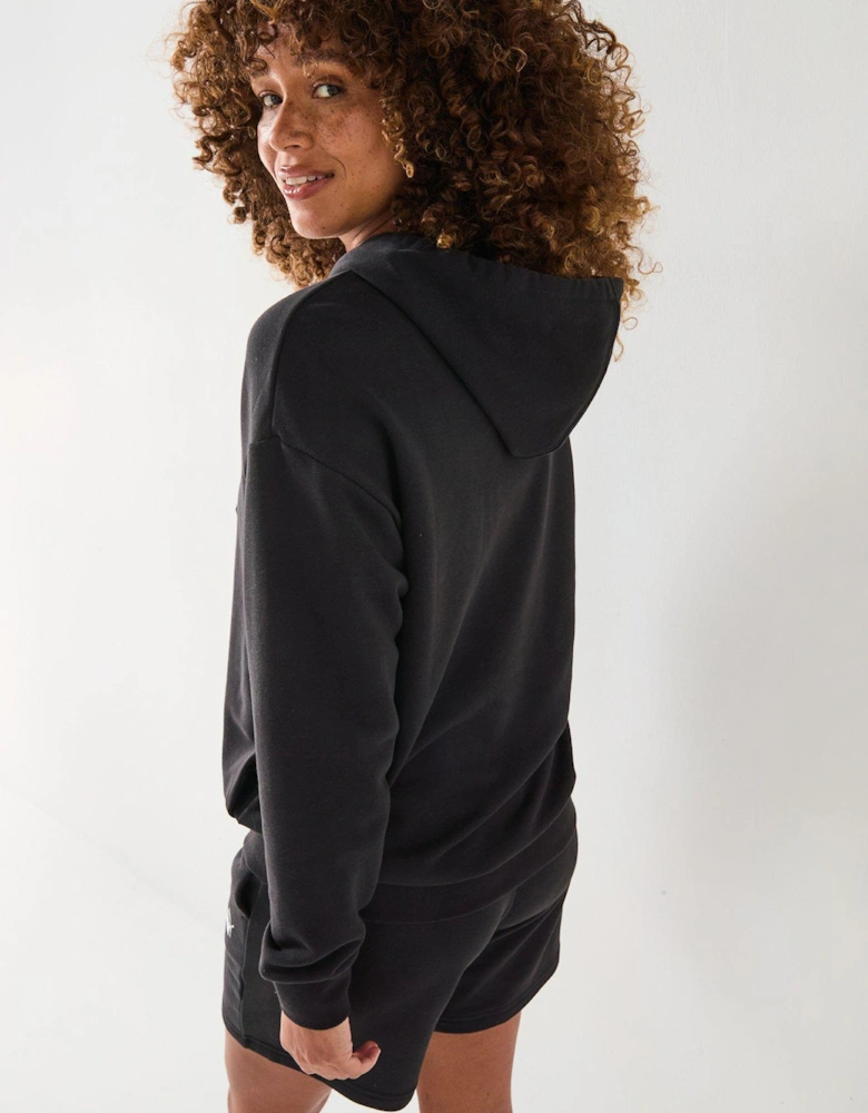 Womens Short Hooded Sweat Suit - Black
