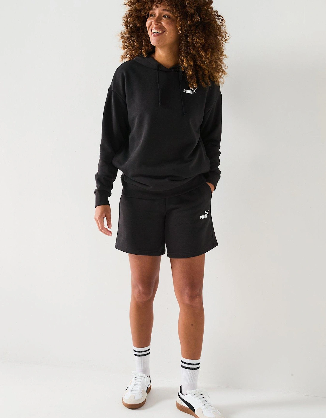 Womens Short Hooded Sweat Suit - Black