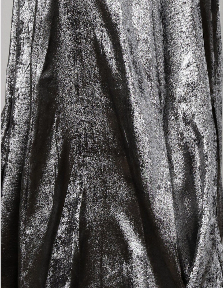 One Shoulder Maxi Dress - Silver