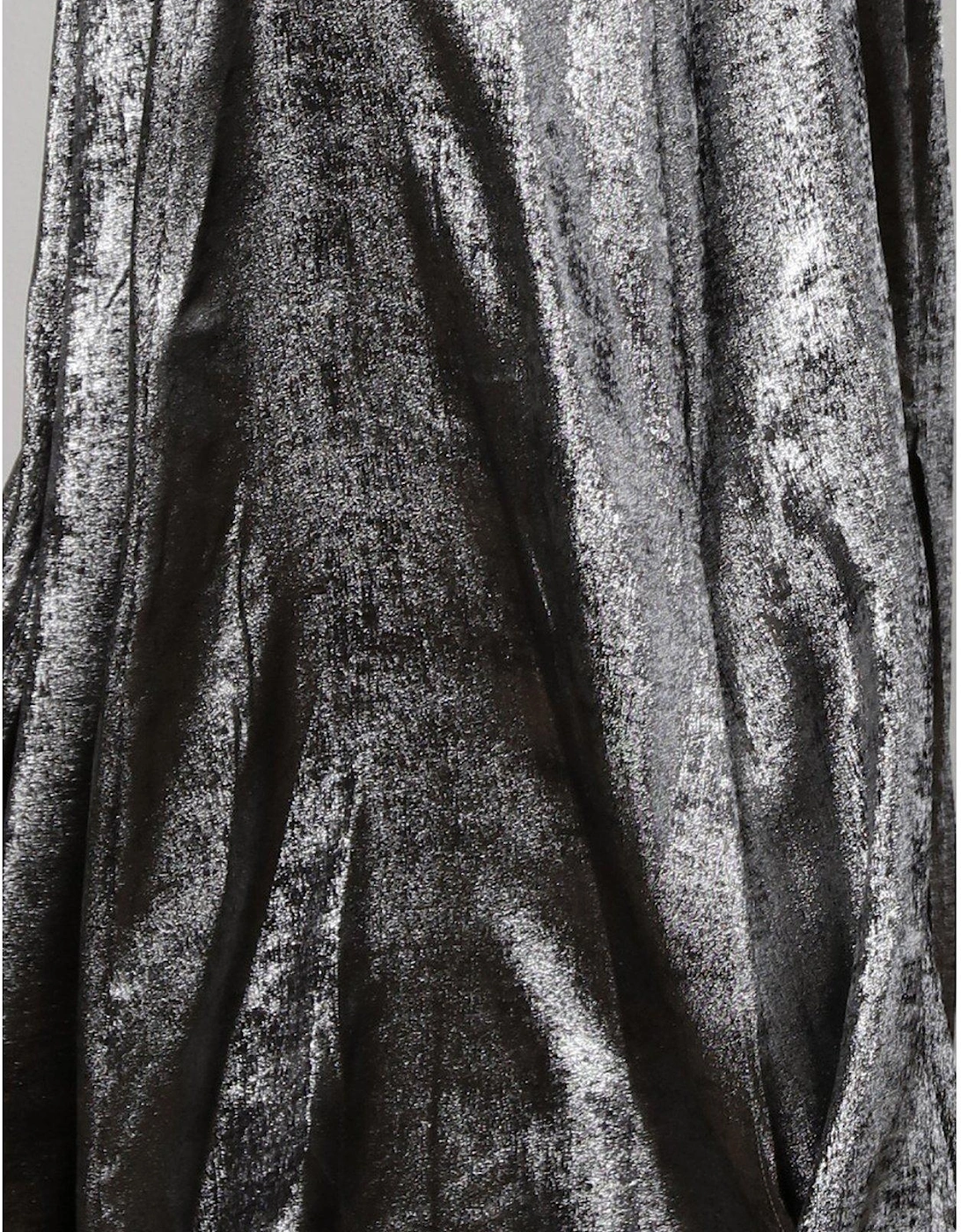 One Shoulder Maxi Dress - Silver