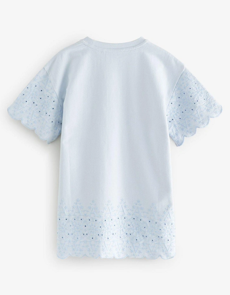 All Saints Broderie T-Shirt Dress - White