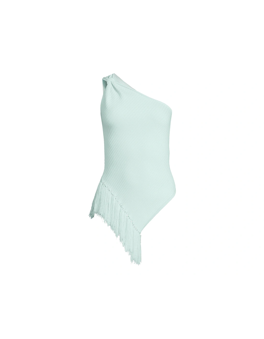 One Shoulder Knitted Tassel Top - Mint