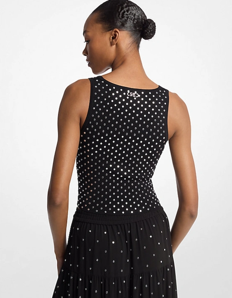 Studded Stretch Viscose Cropped Tank Top