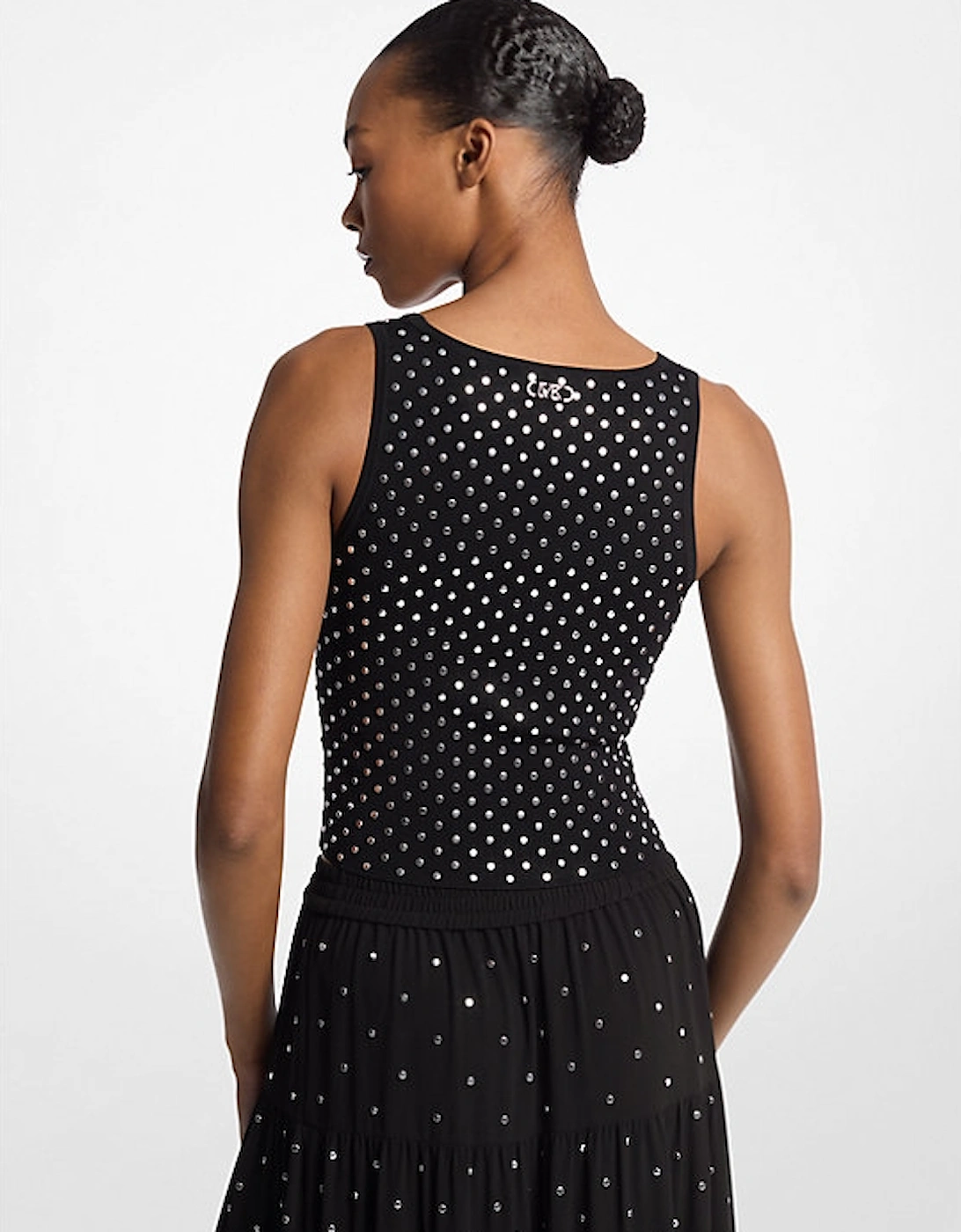 Studded Stretch Viscose Cropped Tank Top