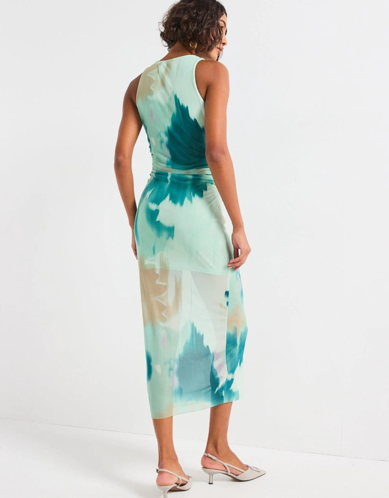 Round Neck Midi Dress - Multi