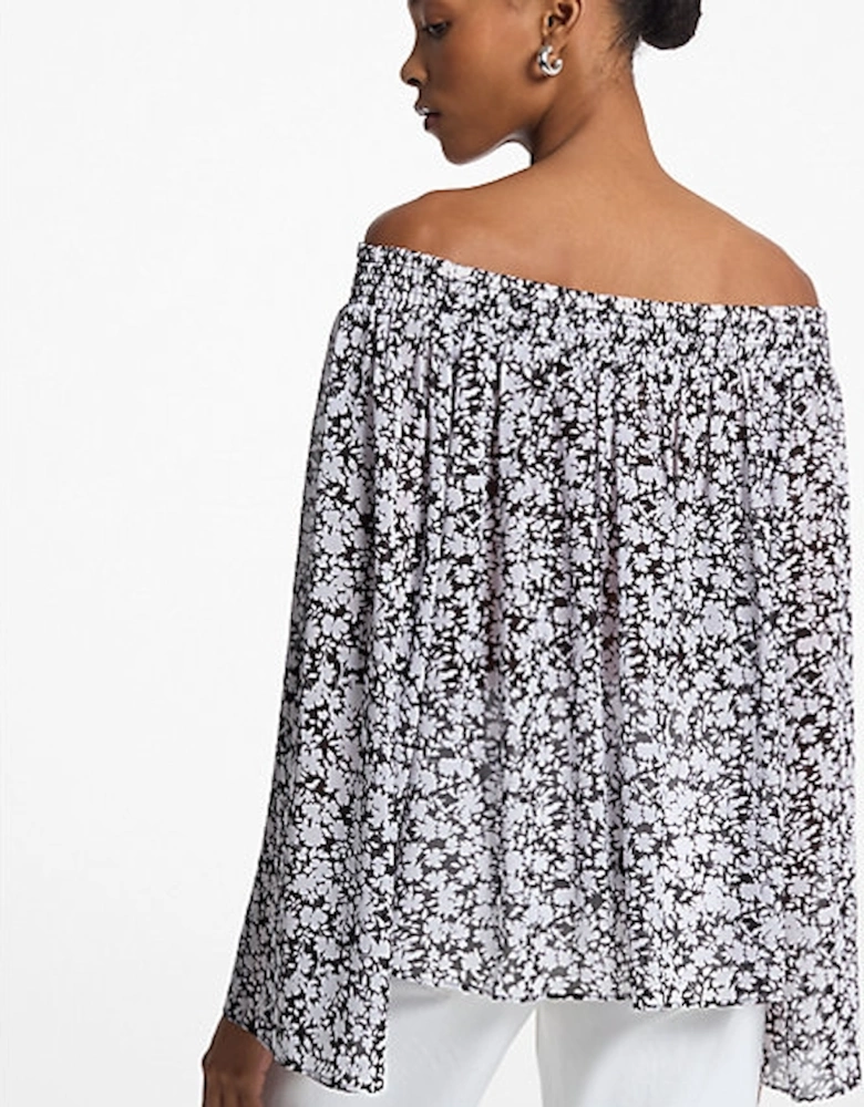 Floral Georgette Off-the-Shoulder Top