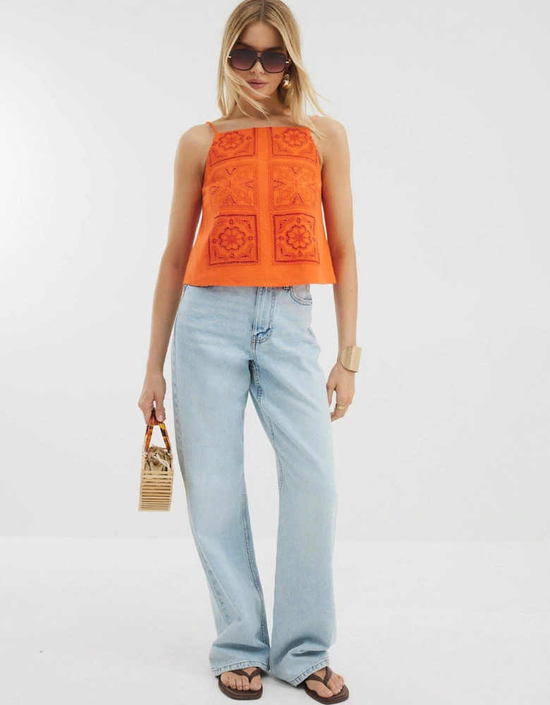Broderie Top - Orange