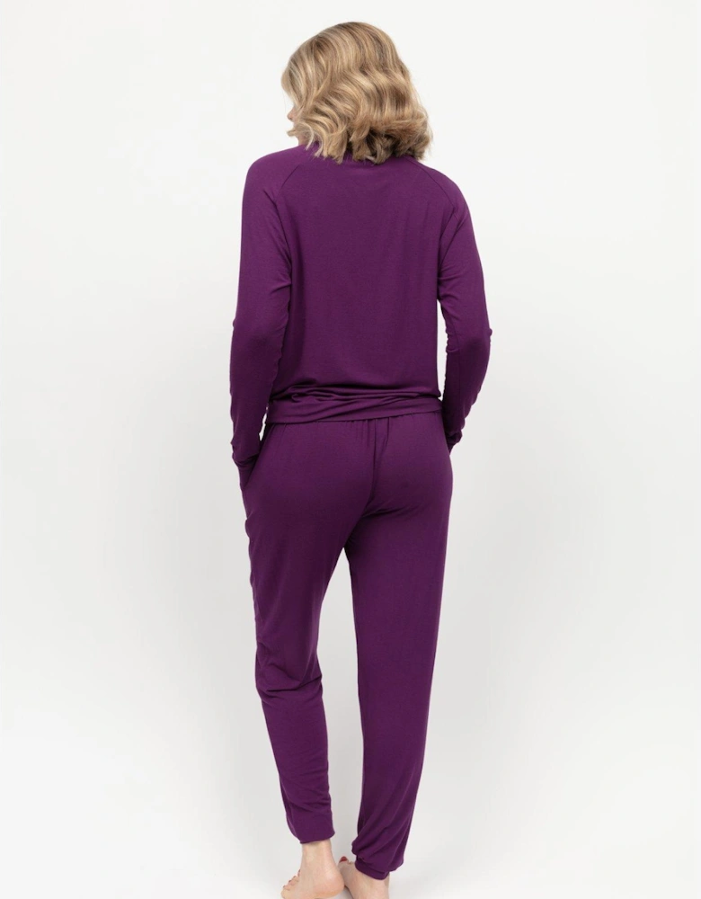 Colett Dark Purple Jersey Slouch Pyjama Set - Purple