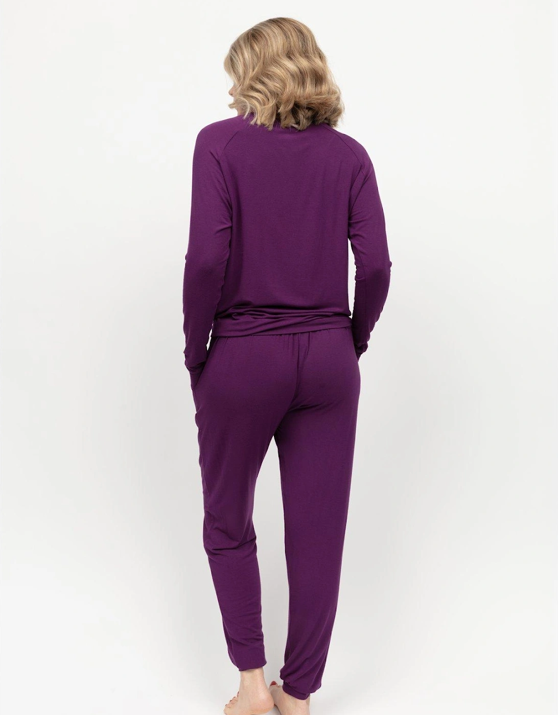 Colett Dark Purple Jersey Slouch Pyjama Set - Purple