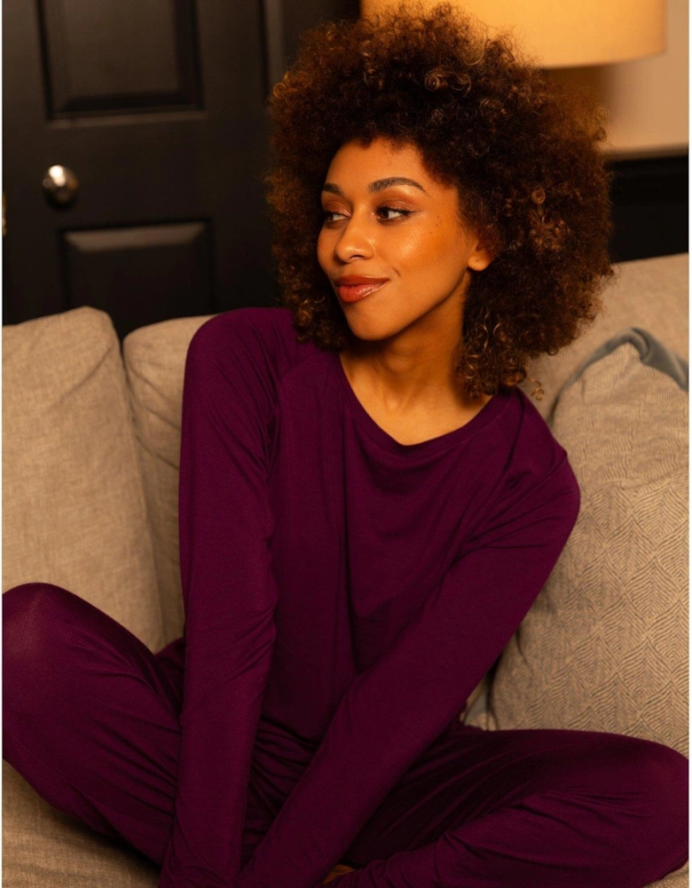 Colett Dark Purple Jersey Slouch Pyjama Set - Purple