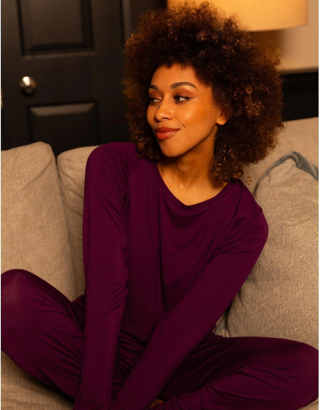 Colett Dark Purple Jersey Slouch Pyjama Set - Purple