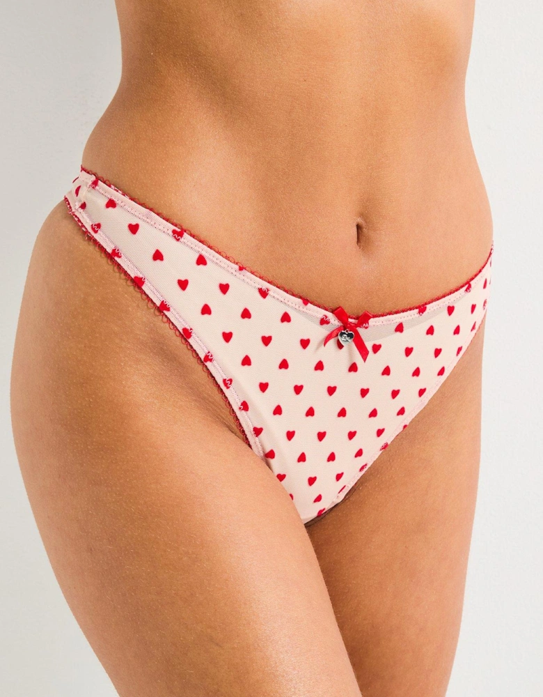 Catie Heart Flock 3 Pack Thongs - Multicoloured - Multi