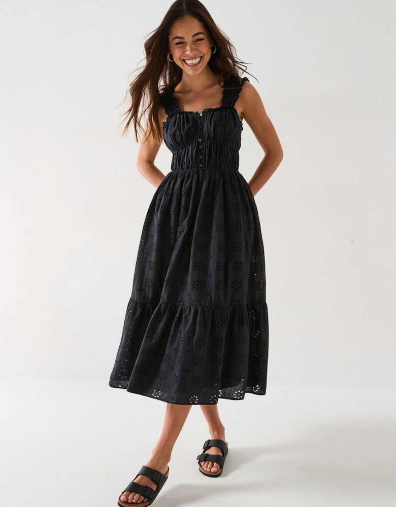 Amaya Tiered Midi Dress - Anthracite Night