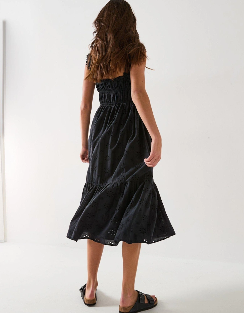 Amaya Tiered Midi Dress - Anthracite Night