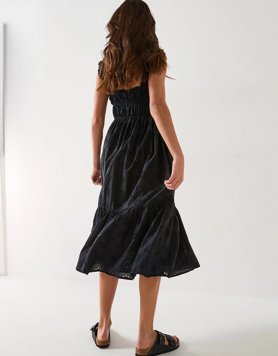 Amaya Tiered Midi Dress - Anthracite Night