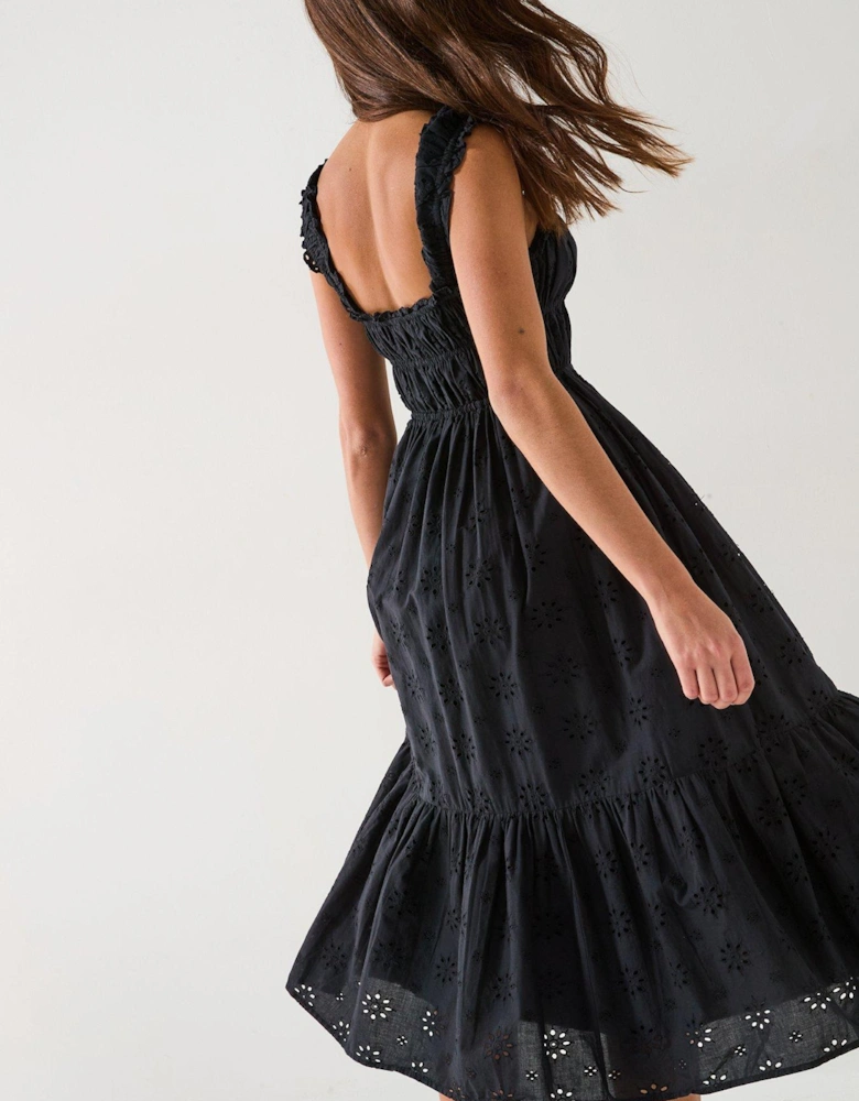 Amaya Tiered Midi Dress - Anthracite Night