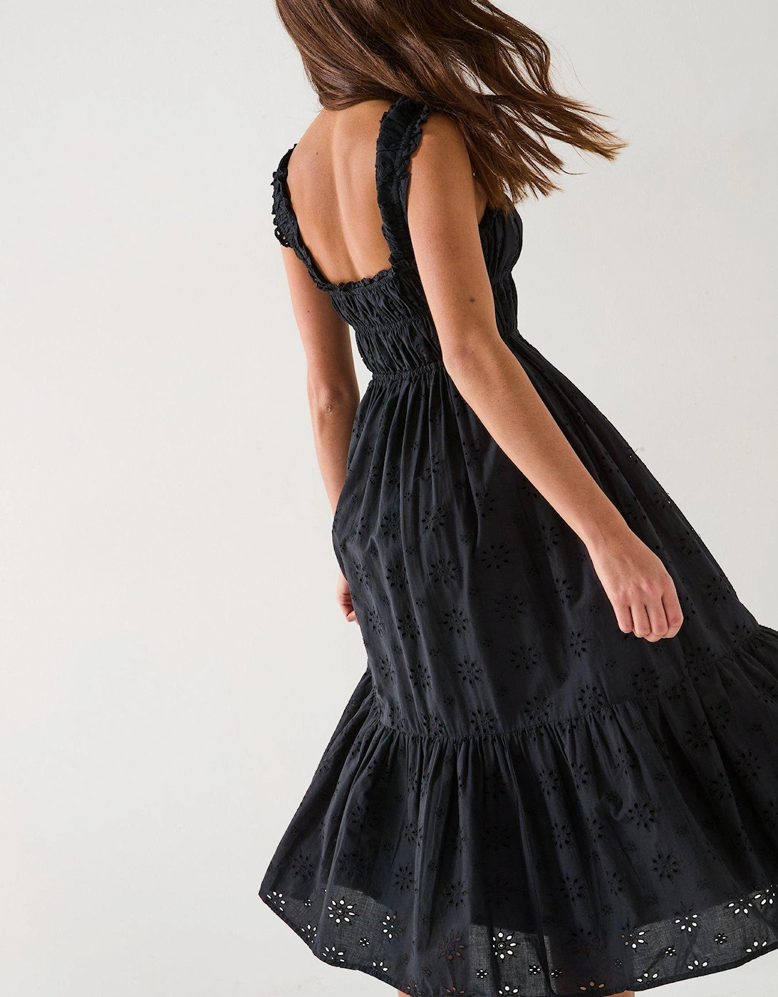 Amaya Tiered Midi Dress - Anthracite Night