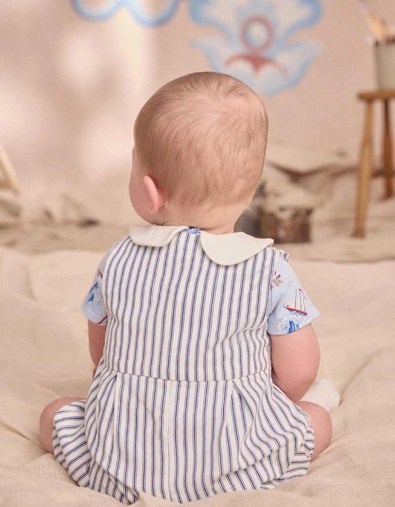 Baby Boys Boat Print Crop Dungaree - Multi