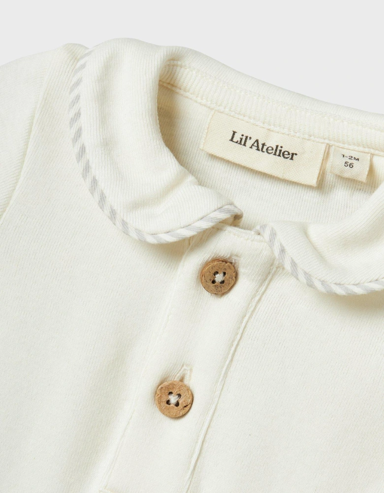 Baby Boys Collared Short Sleeve Bodysuit - Coconut Milk