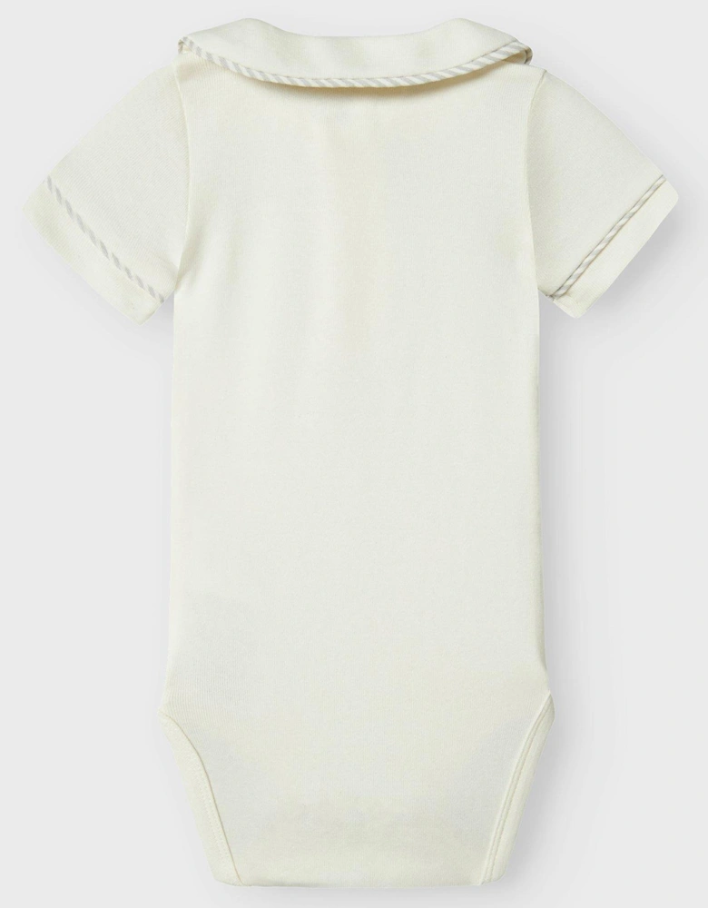 Baby Boys Collared Short Sleeve Bodysuit - Coconut Milk