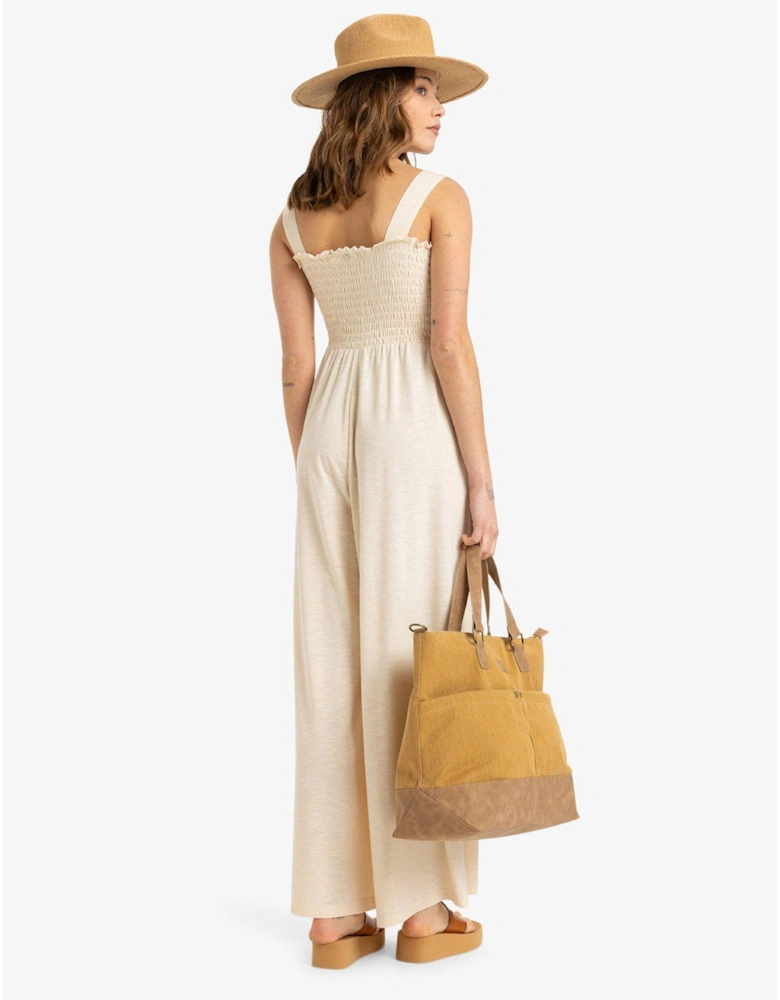 Womens Just Passing By Jumpsuit All-in-One - Beige
