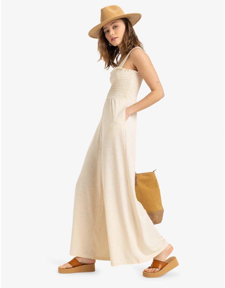 Womens Just Passing By Jumpsuit All-in-One - Beige