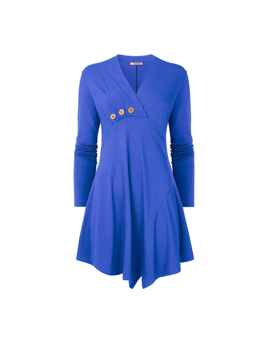 Button Detail Jersey Tunic Top - Blue