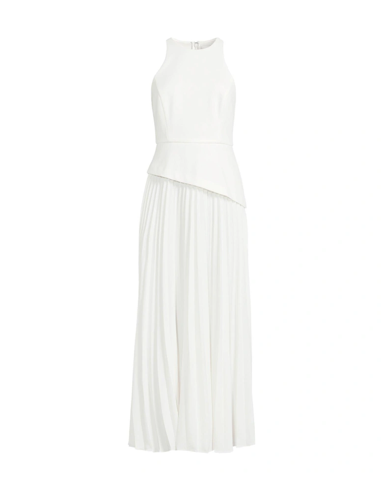 Halterneck Pleated Dress - White