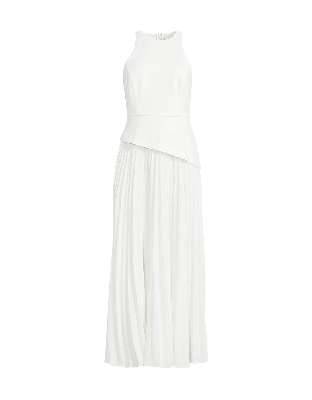 Halterneck Pleated Dress - White
