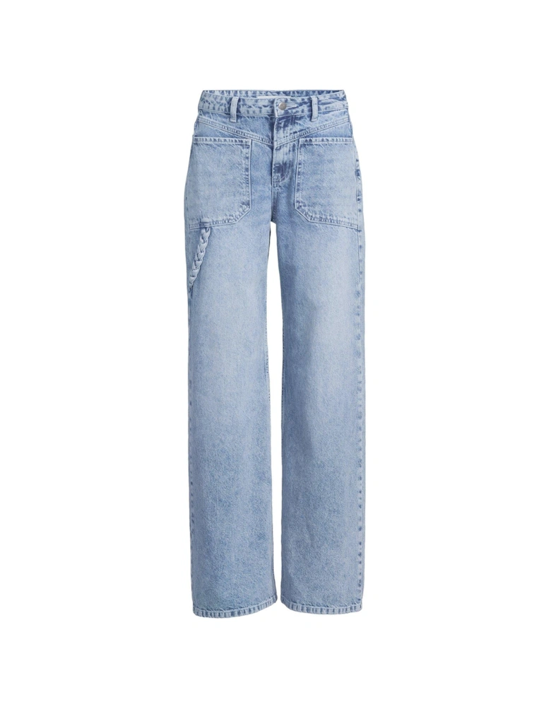 Rope Wide Leg Jeans - Mid Wash