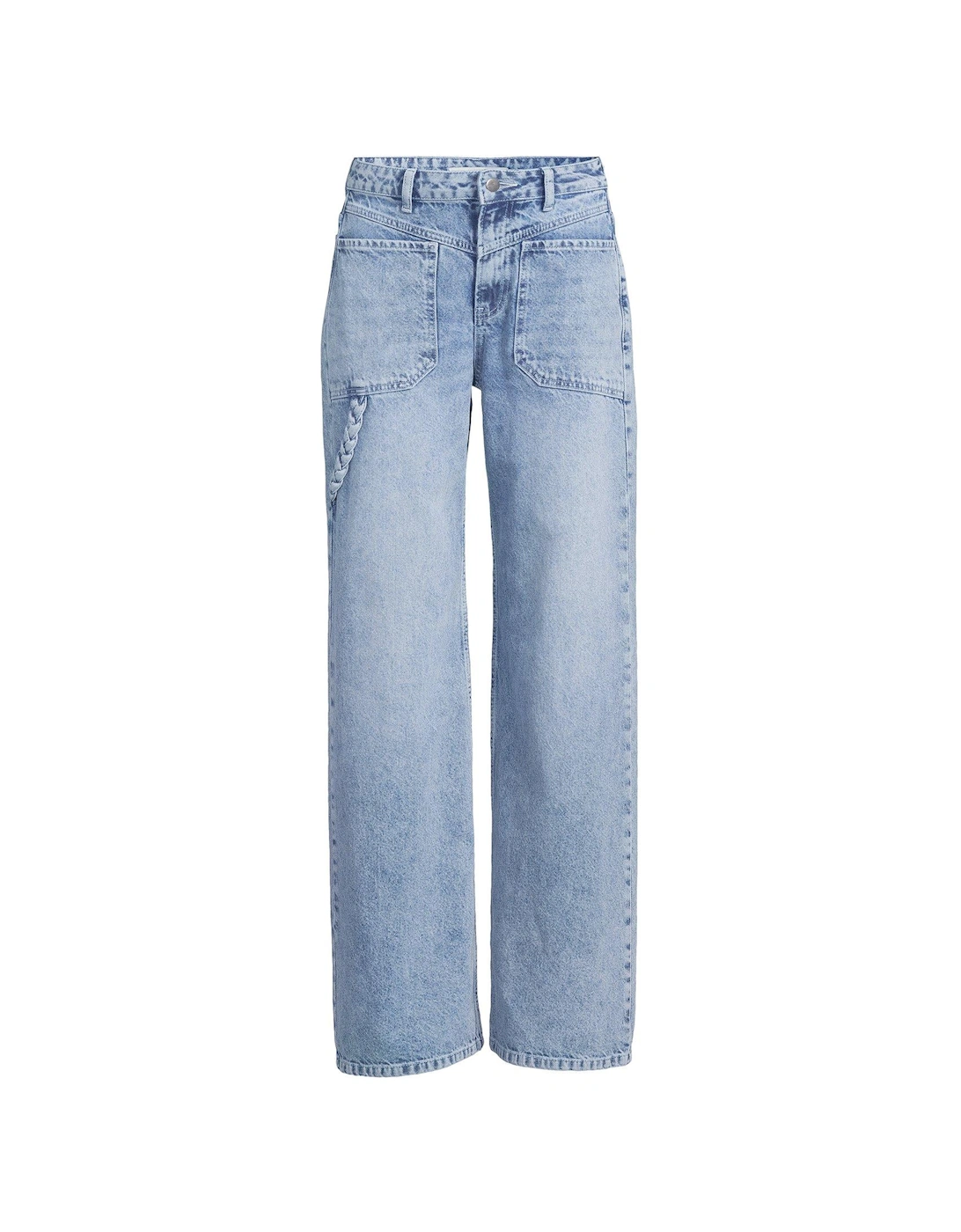 Rope Wide Leg Jeans - Mid Wash