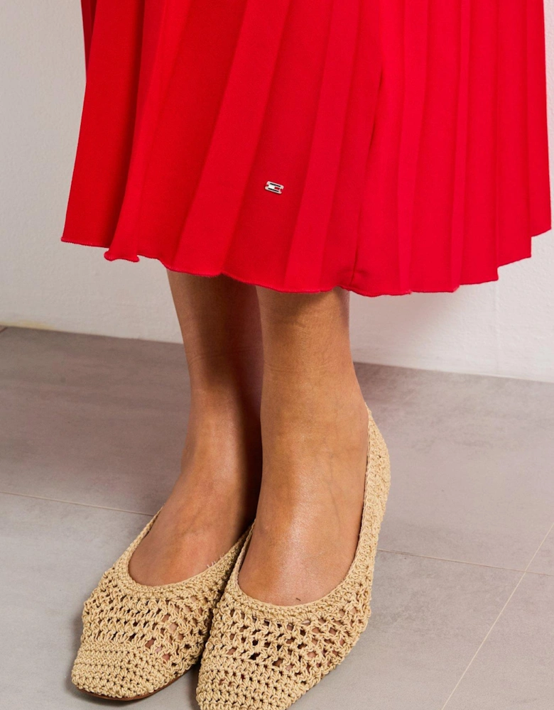 Pleated Midi Dress - Red