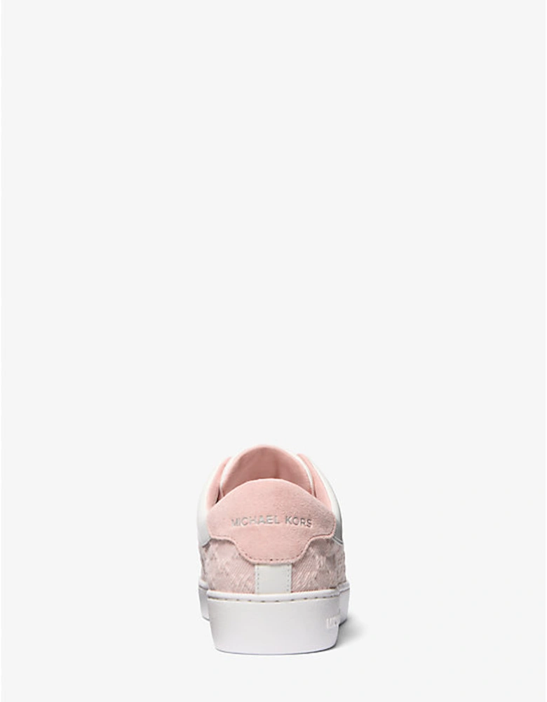 Keaton Logo Embossed Denim and Leather Zip-Up Sneaker