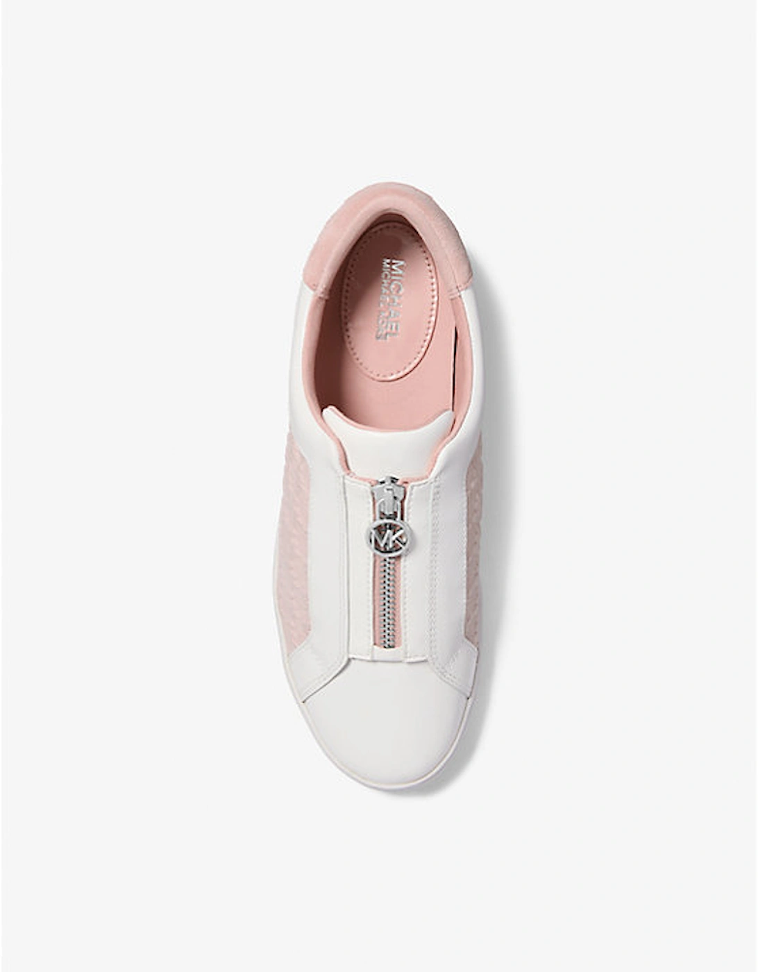 Keaton Logo Embossed Denim and Leather Zip-Up Sneaker
