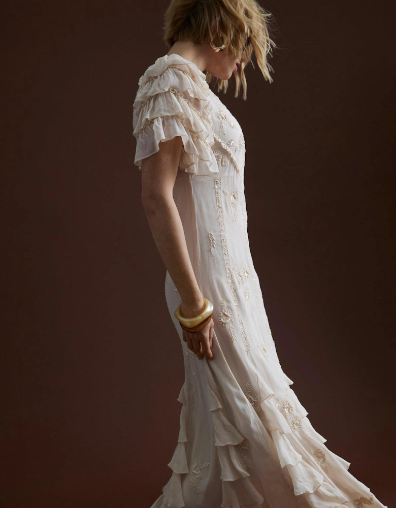 Ruffle Embellished Maxi - Light Pink