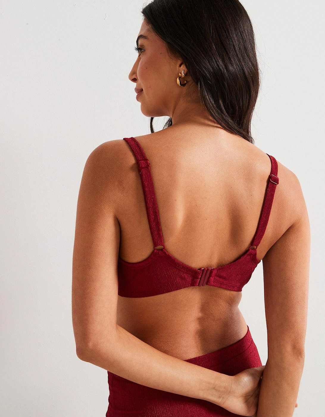 Madras Light Padded Bikini Top - Dark Red