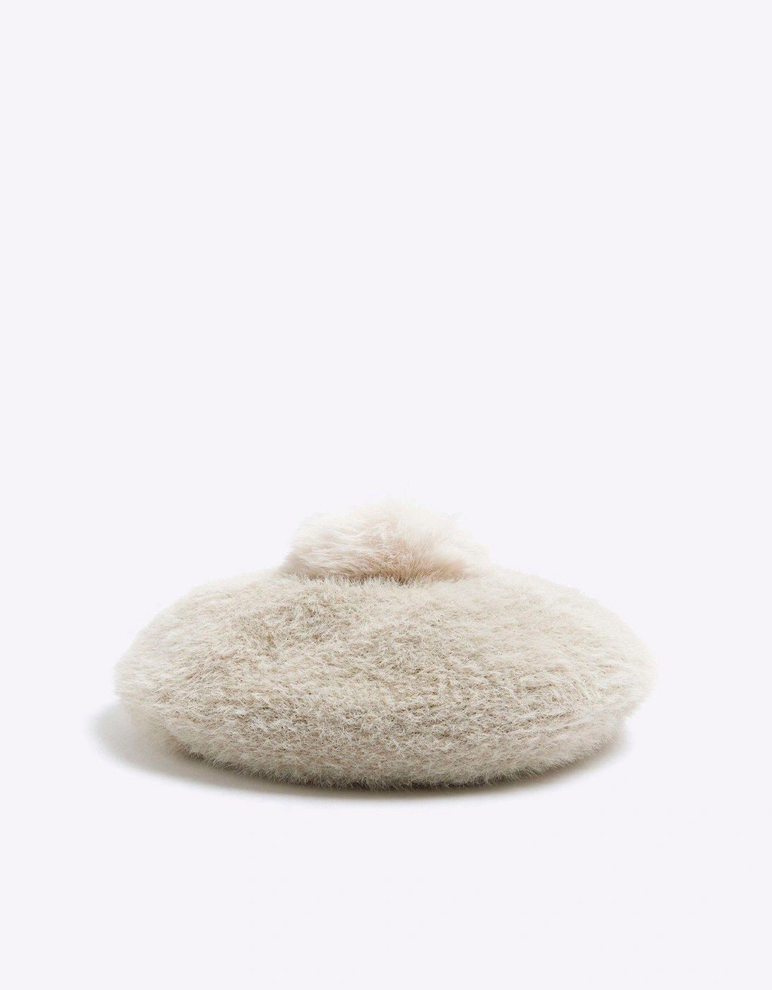 Girls Faux Fur Beret And Mitten Set - Beige