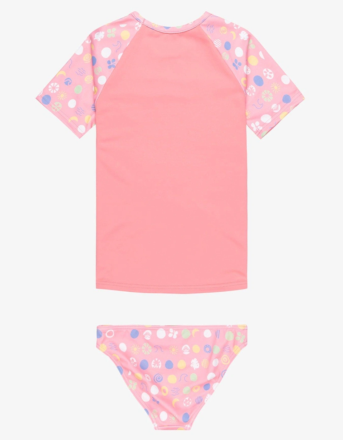 Girls Dot Short Sleeve Lycra Rashguard Set - Pink