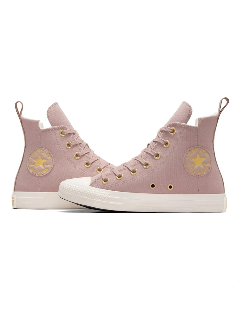 Womens Modern Tailored Polyester Canvas Hi Top Trainers - Grey
