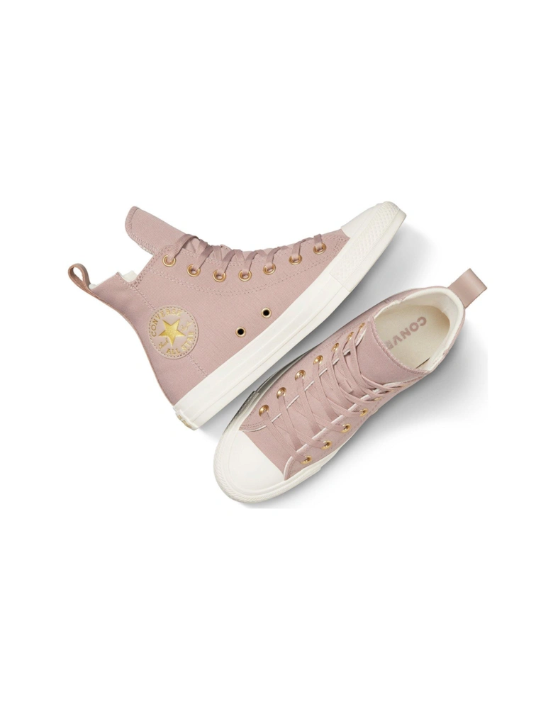 Womens Modern Tailored Polyester Canvas Hi Top Trainers - Grey