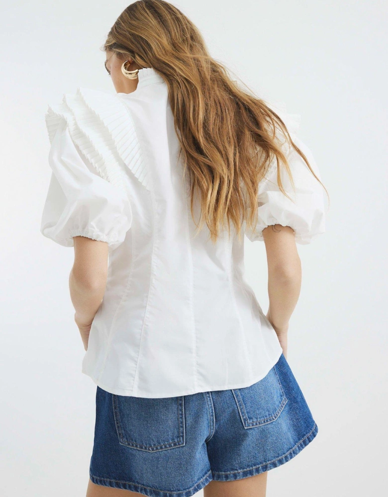 Ruffle Detail Shirt - White