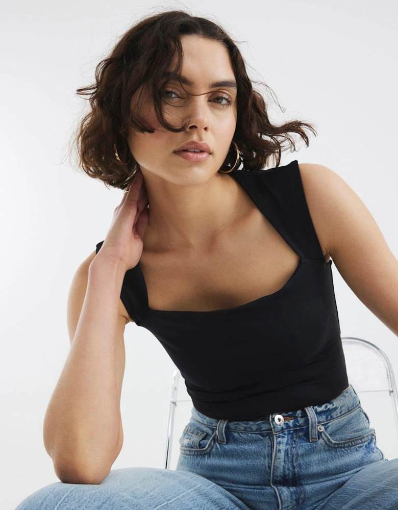 Square Neck Bodysuit - Black
