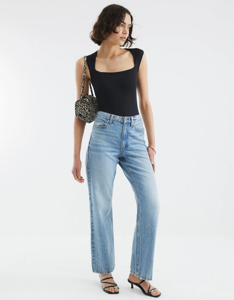 Square Neck Bodysuit - Black