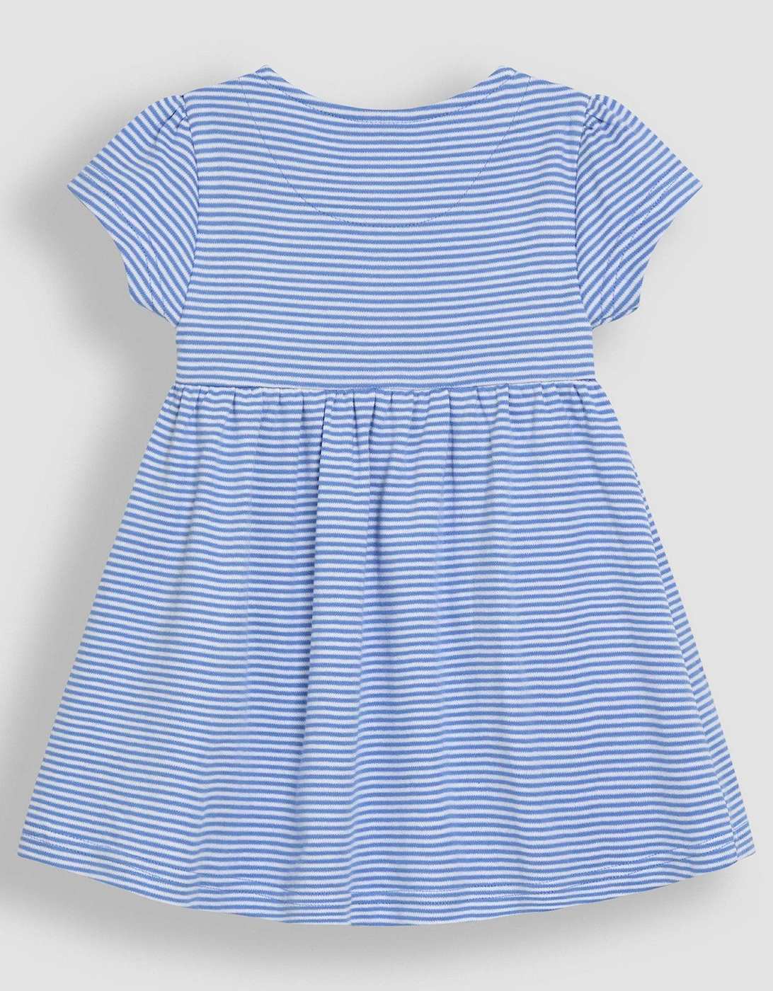 Girls Daisy Applique Pockets Button Front Dress - Blue