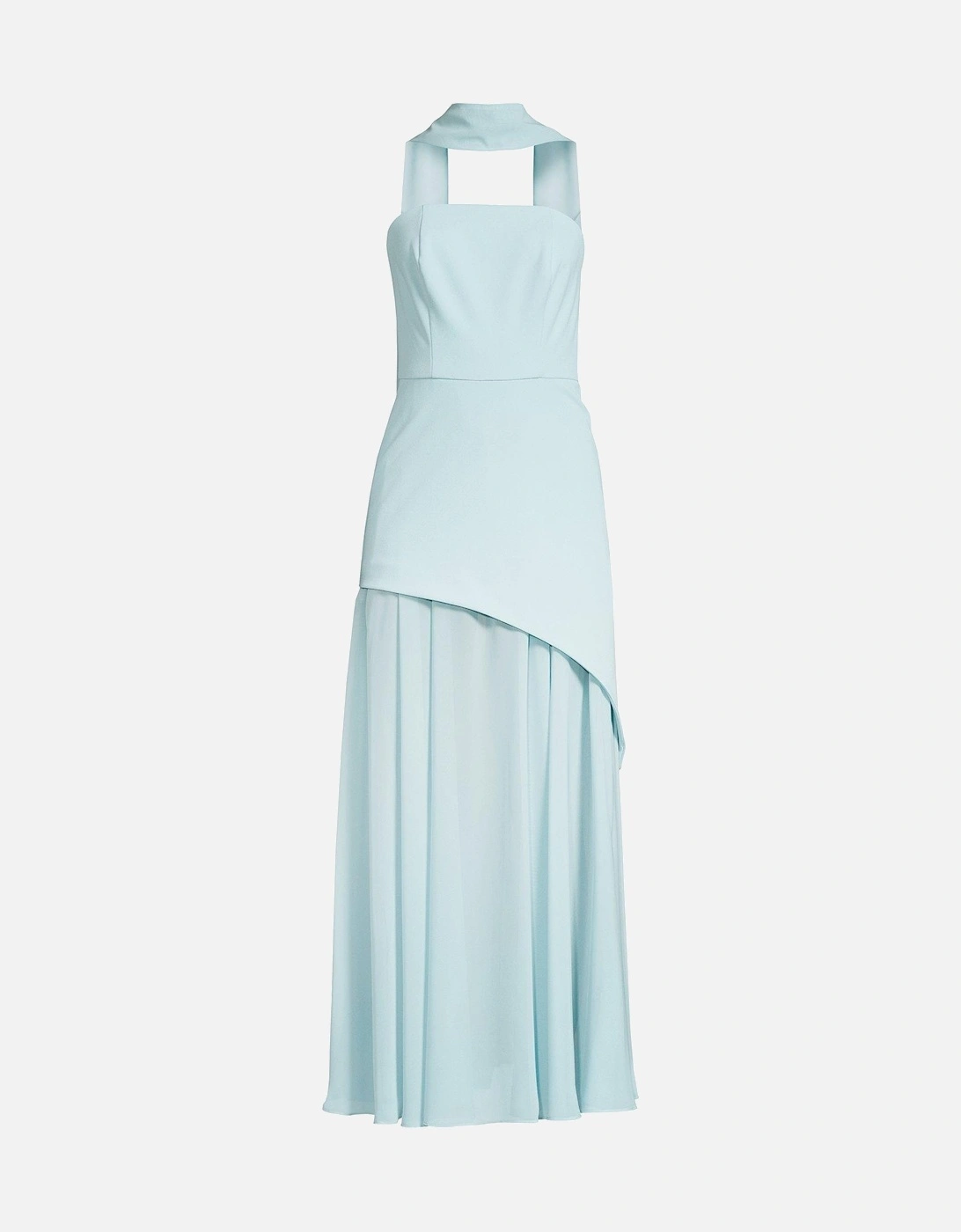 Bandeau Dress with Neck Scarf - Blue