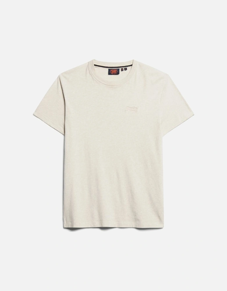 Men's Essential Logo Embroidered Tee Oat Cream Marl
