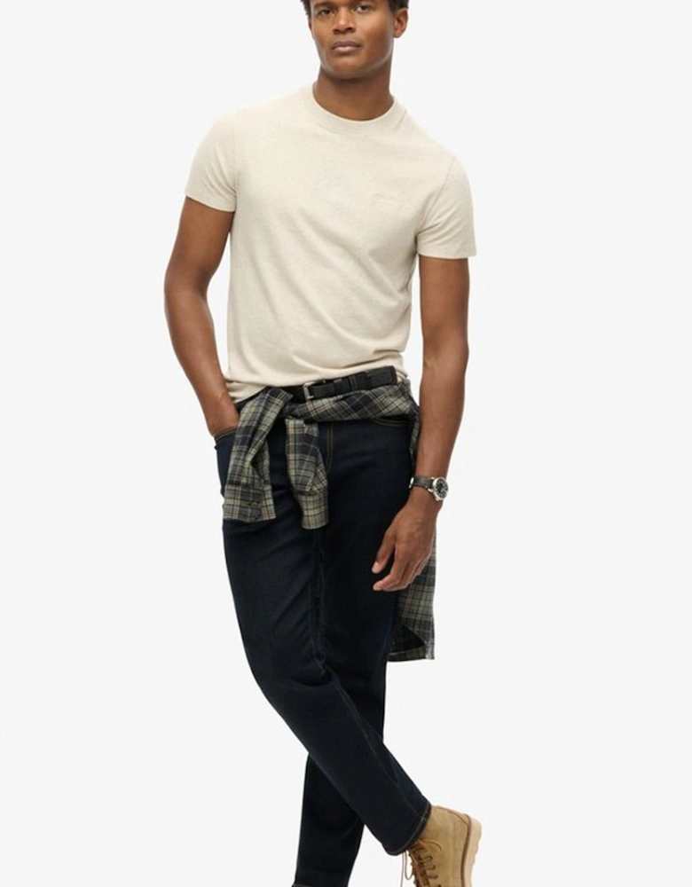 Men's Essential Logo Embroidered Tee Oat Cream Marl